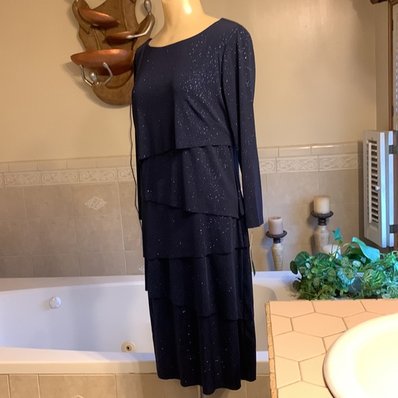 Navy Sparkly Tahari Dress - Picture 2 of 10